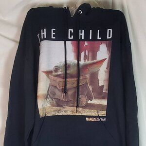The Mandalorian "The Child" Hooded Sweatshirt, Black size Medium. Unisex